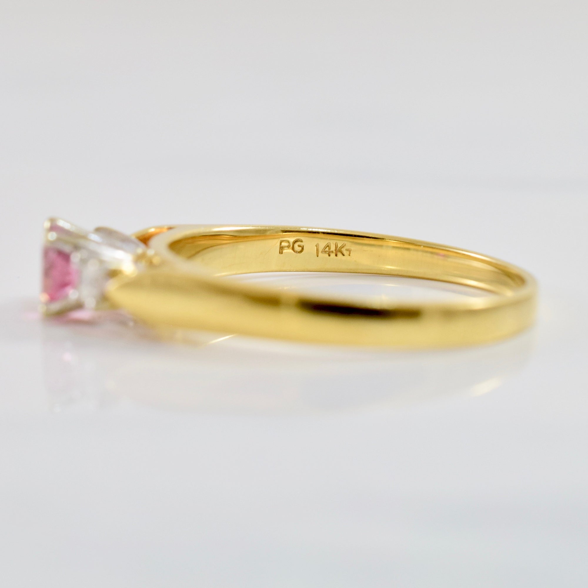 Pink Tourmaline and Diamond Ring | 0.06 ctw SZ 6 |