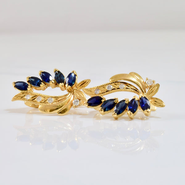 Sapphire and Diamond Drop Earrings | 0.16 ctw |