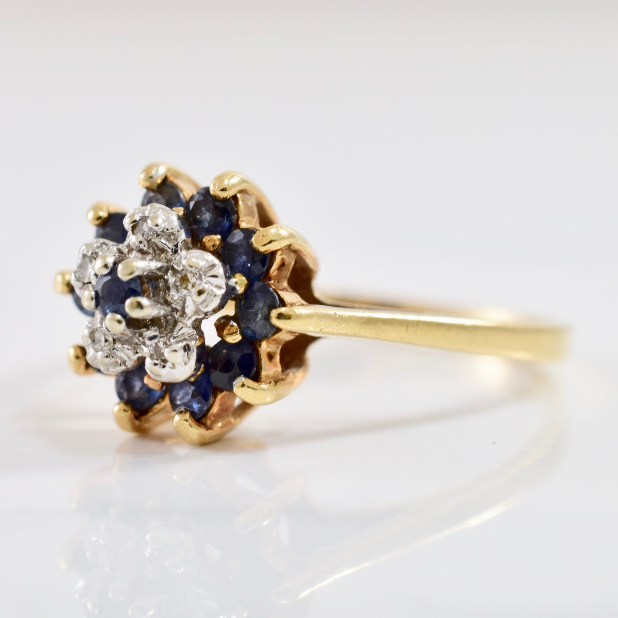 Diamond and Sapphire Cluster Ring | 0.02 ctw SZ 6.5 |