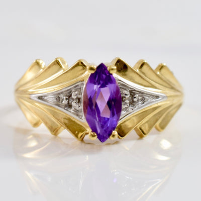 Amethyst and Diamond Ring | 0.01 ctw SZ 6 |