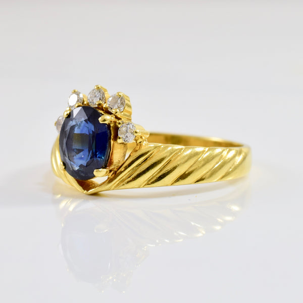 Sapphire and Diamond Crown Ring | 0.15 ctw SZ 8.25 |