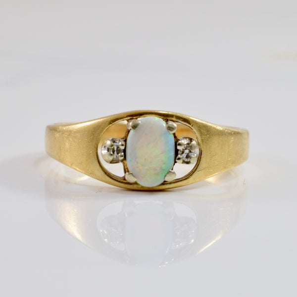 Diamond and Opal Ring | 0.02 ctw SZ 6.75 |