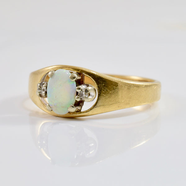 Diamond and Opal Ring | 0.02 ctw SZ 6.75 |