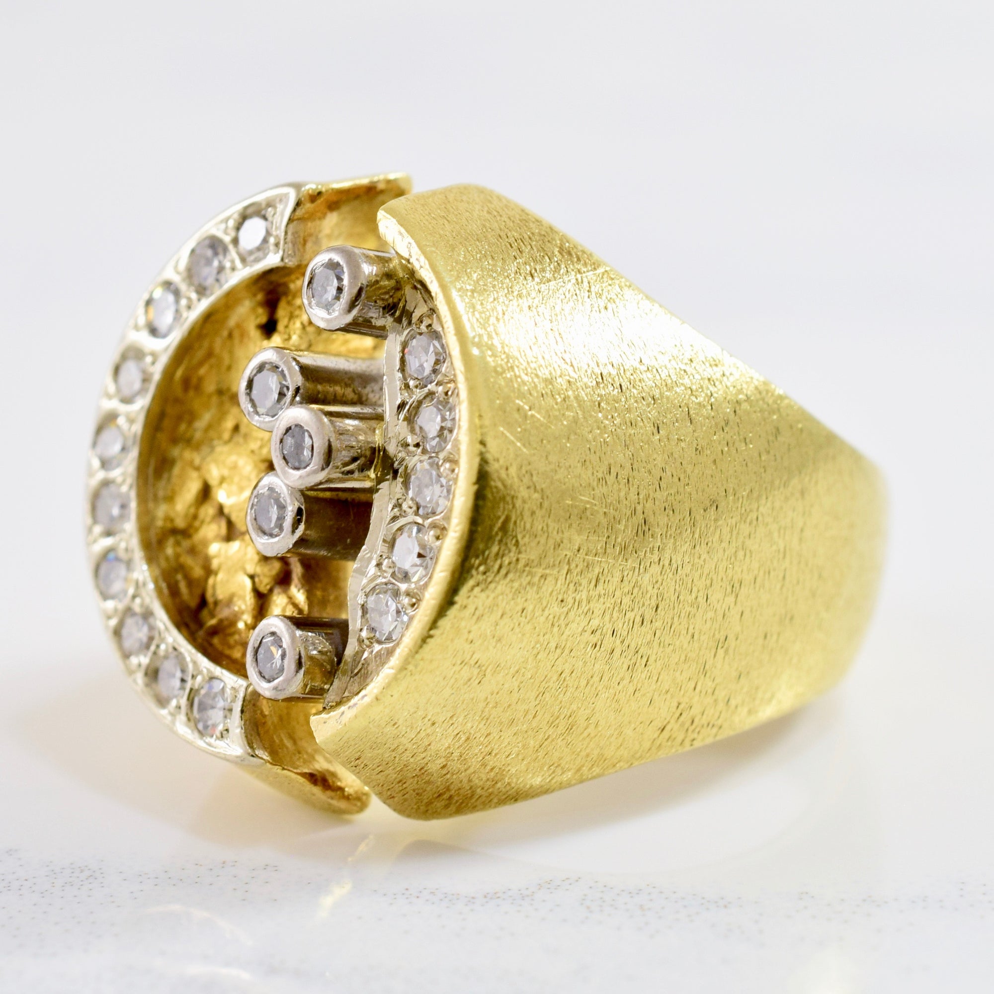 Gold Nugget and Diamond Ring | 0.30 ctw SZ 6.75 |