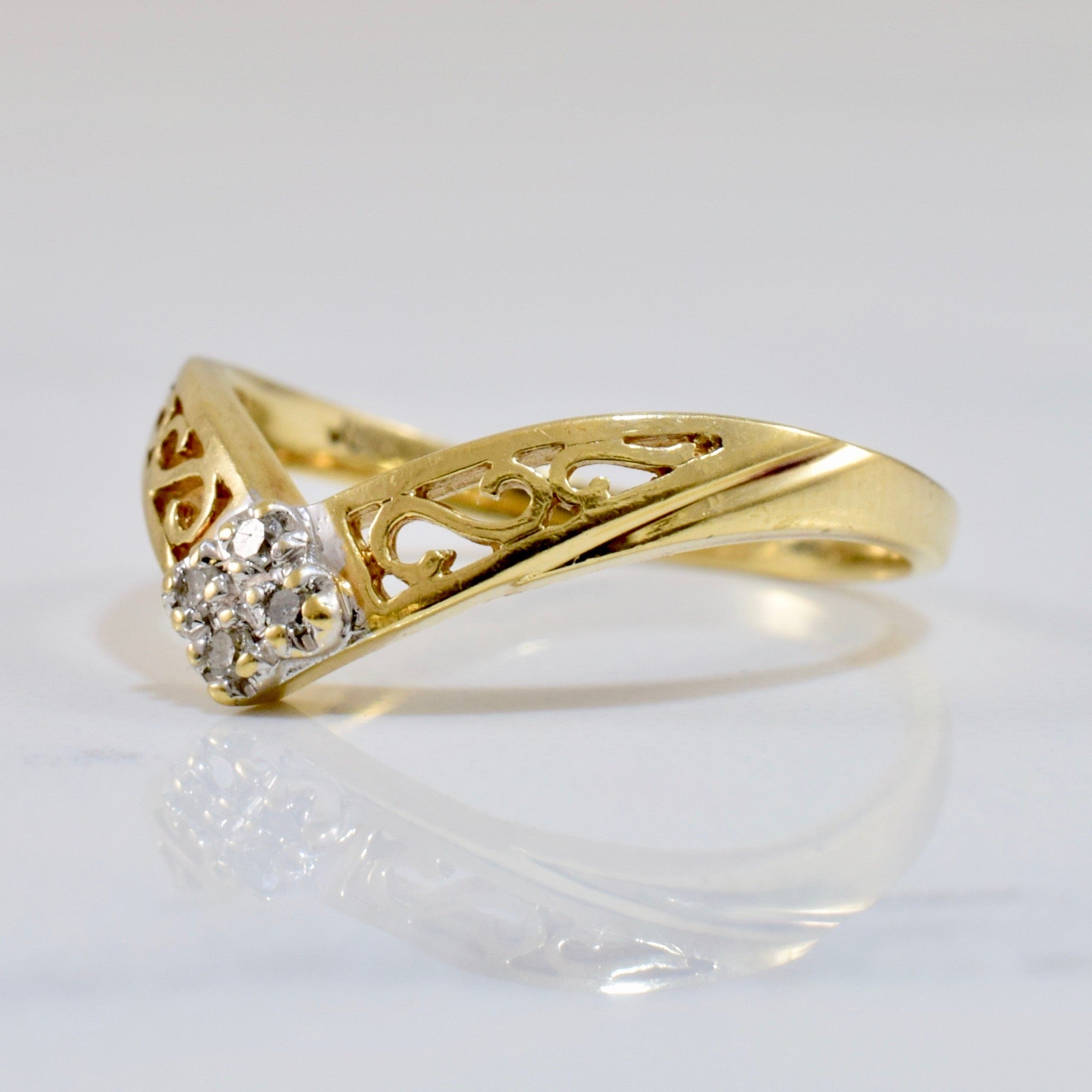 Filigree Chevron Diamond Ring | 0.02 ctw SZ 5.25 |