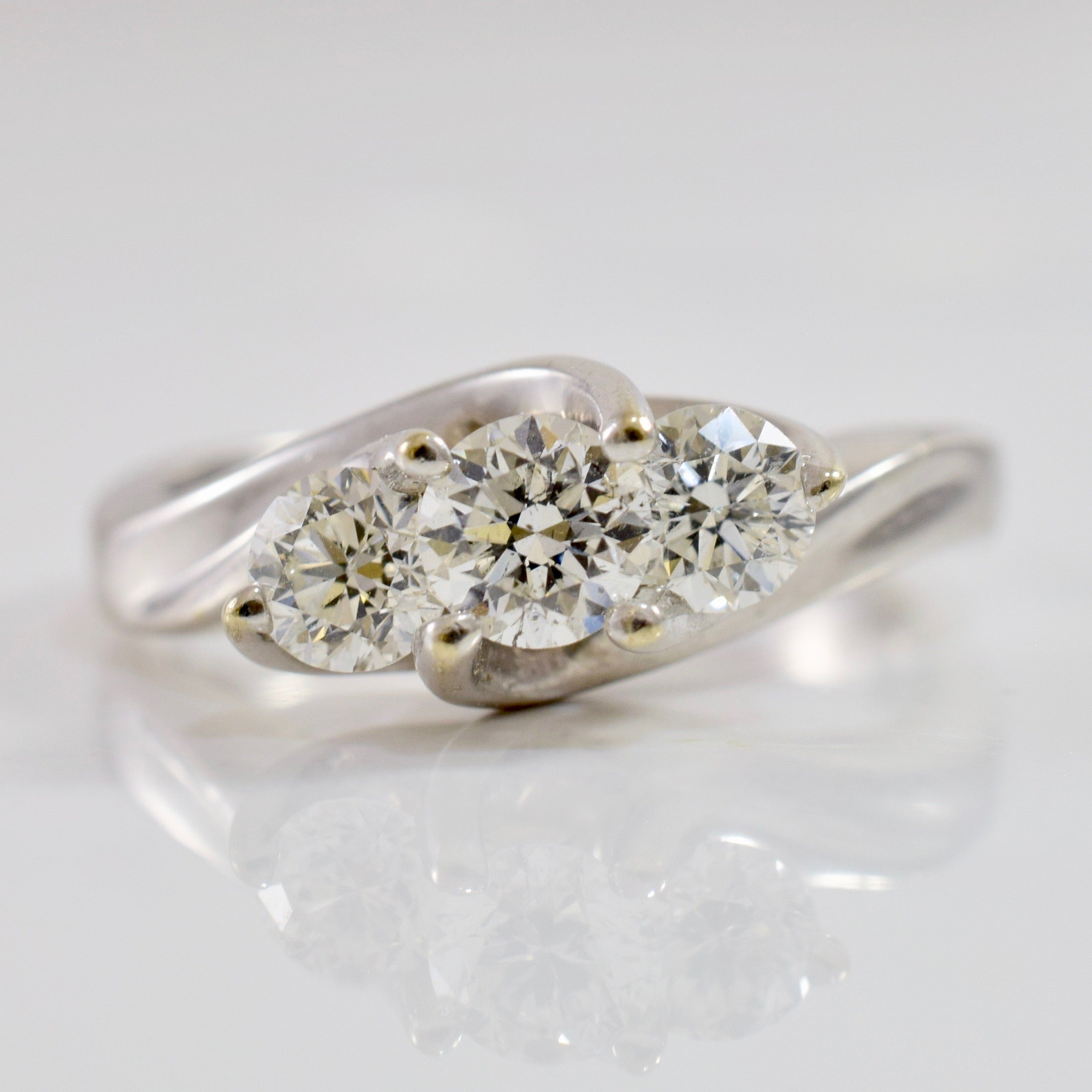 Three Stone Diamond Bypass Ring | 0.85 ctw SZ 6.5 |