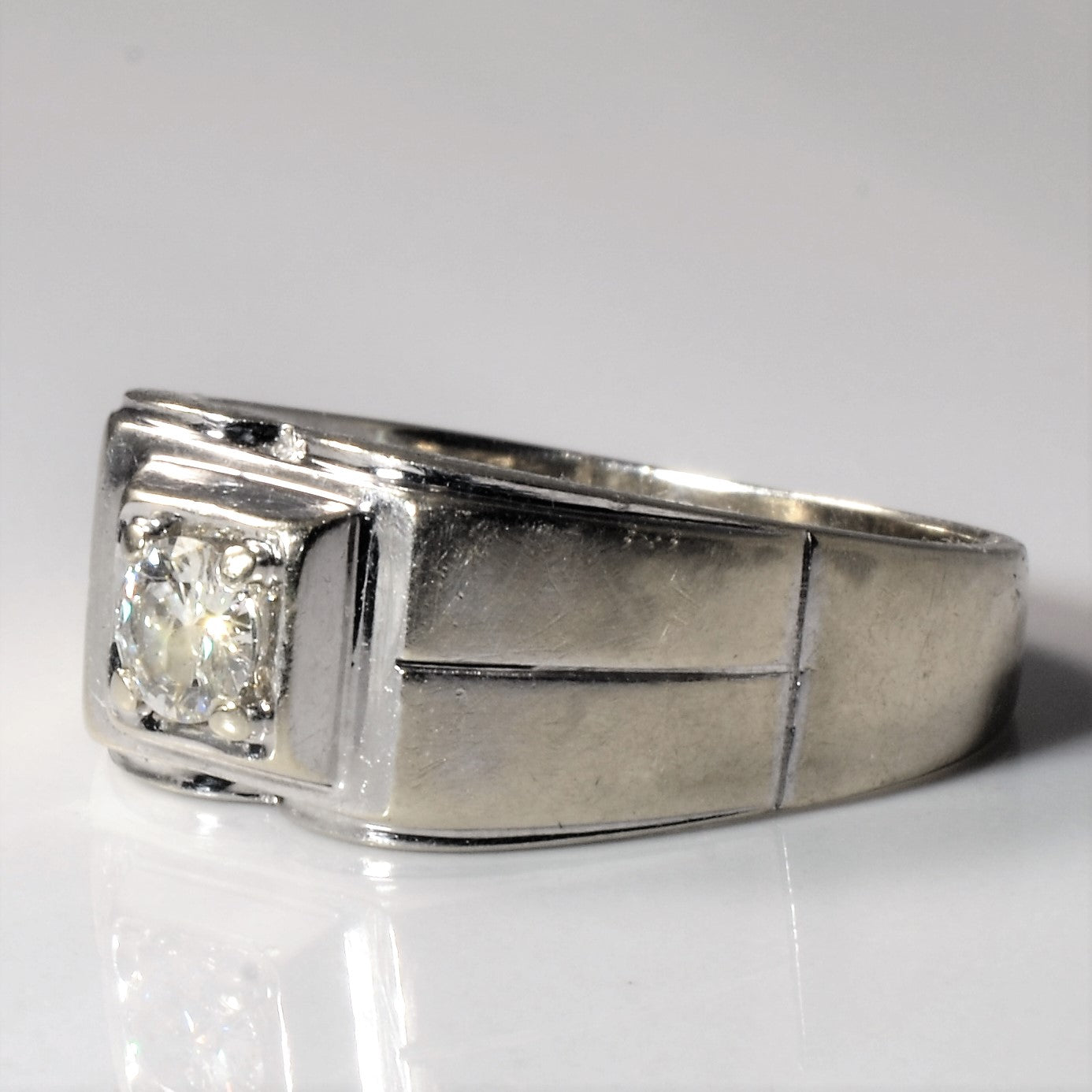 Wide Solitaire Diamond Band | 0.32ct | SZ 10 |