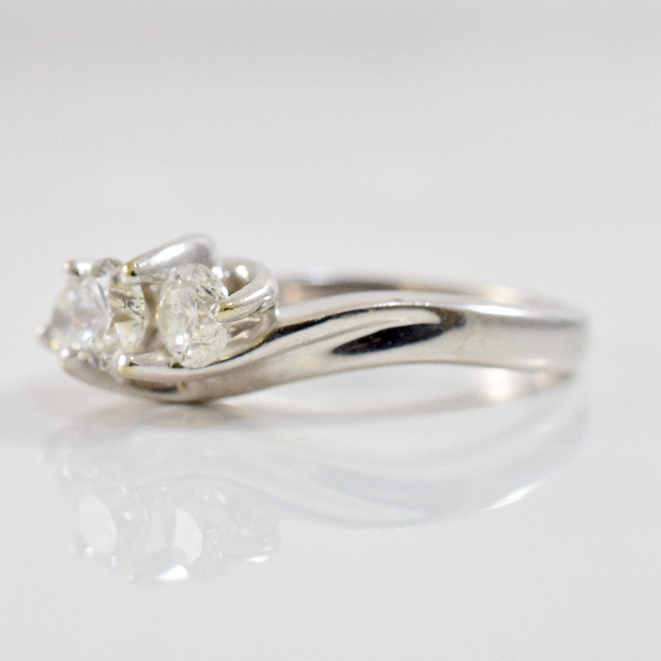 Three Stone Diamond Bypass Ring | 0.85 ctw SZ 6.5 |