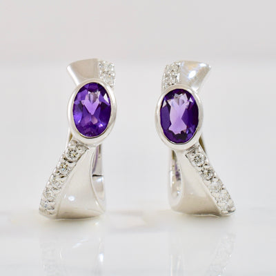 Bezel Set Amethyst Earrings | 0.20 ctw |