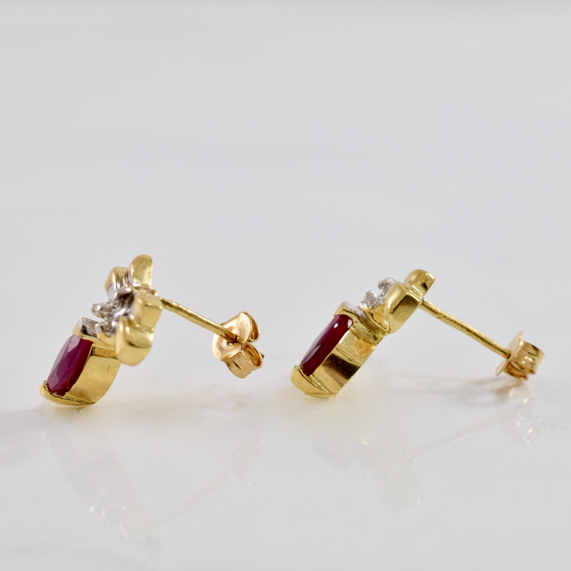 Diamond Bow and Ruby Earrings | 0.06 ctw |