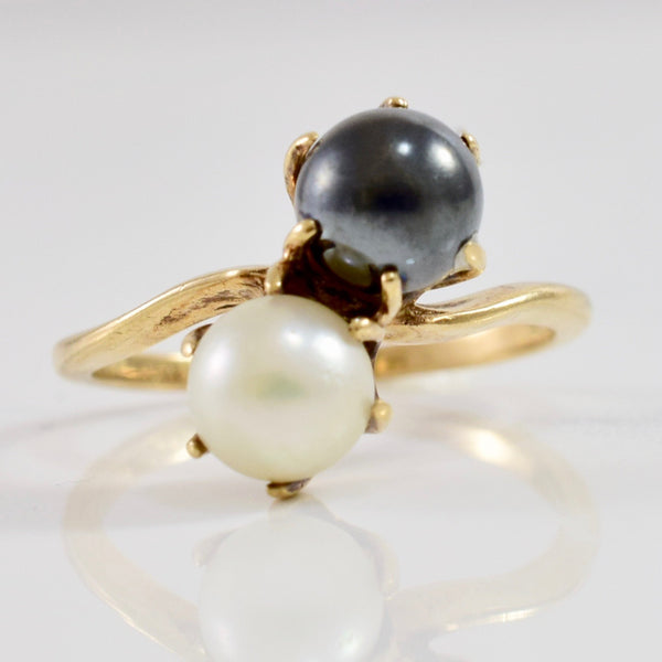 Hematite and Pearl Bypass Ring | SZ 5.5 |