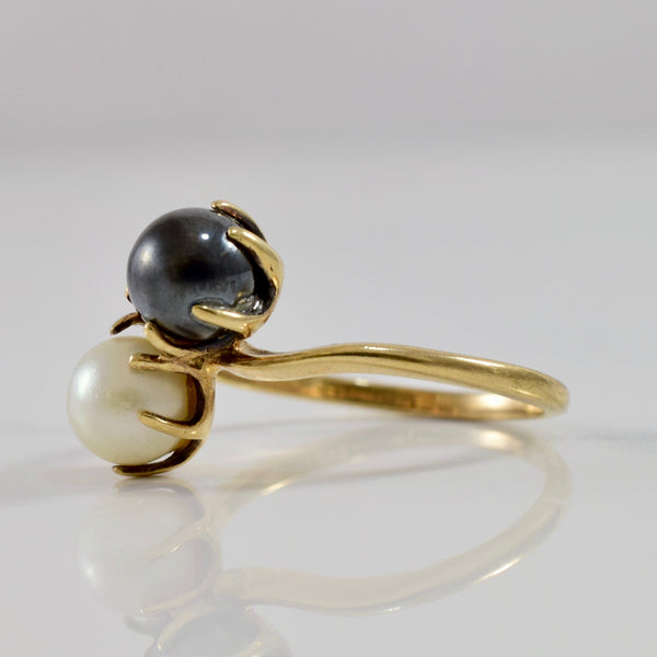Hematite and Pearl Bypass Ring | SZ 5.5 |