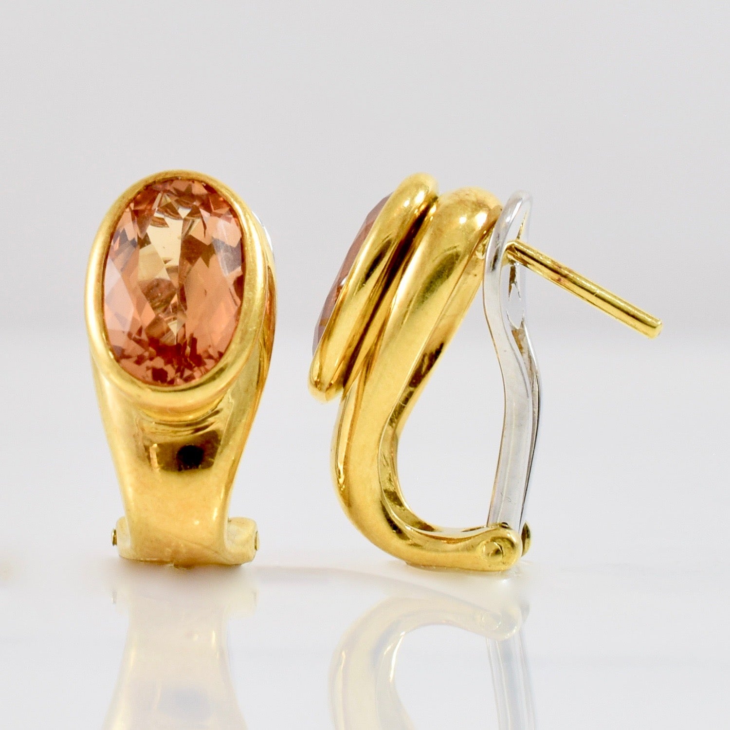 Bezel Set Imperial Topaz Earrings