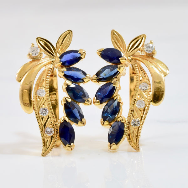 Sapphire and Diamond Drop Earrings | 0.16 ctw |