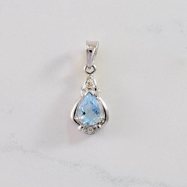 Diamond and Aquamarine Pendant | 0.02 ctw |