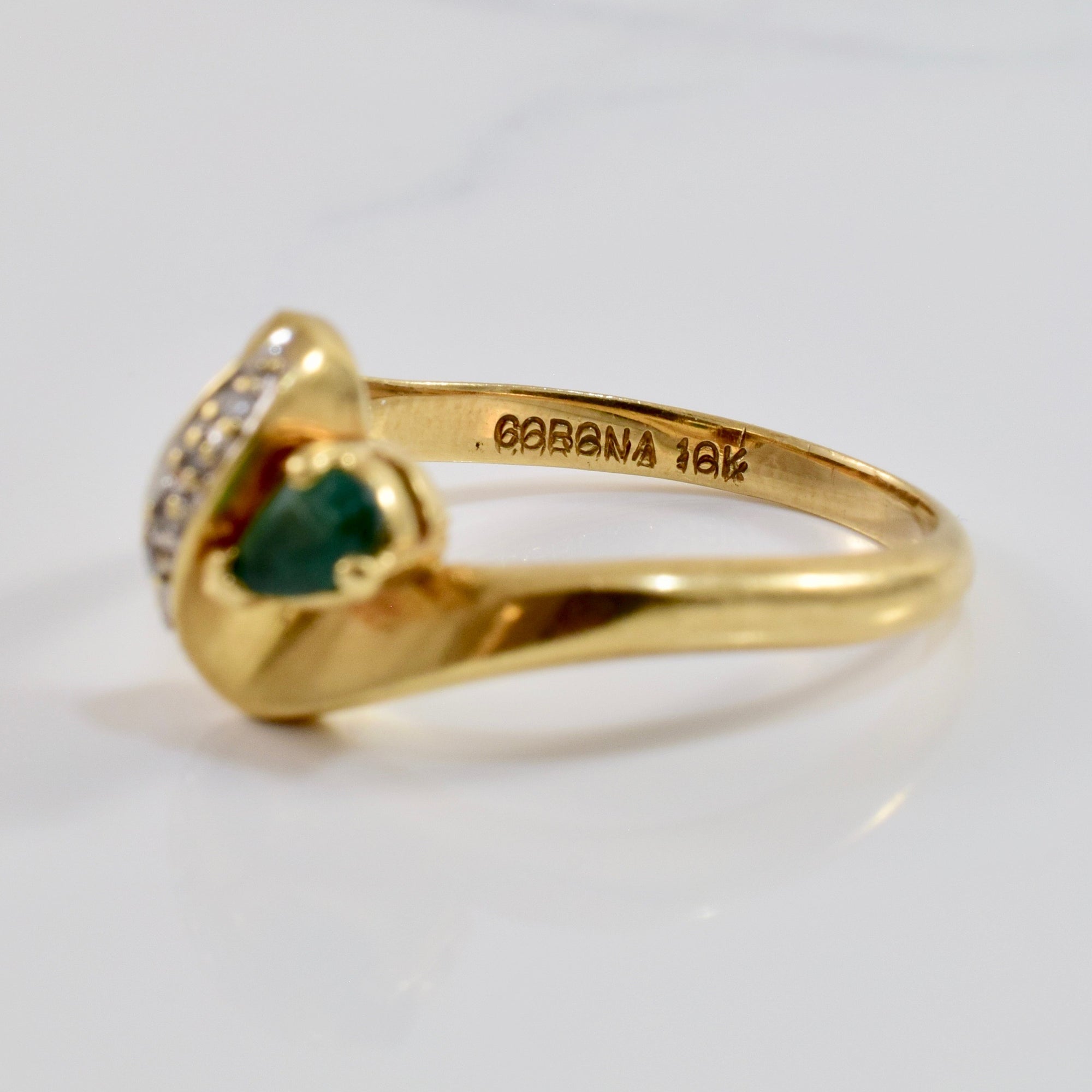 Bypass Emerald and Diamond Ring | 0.03 ctw SZ 6.5 |