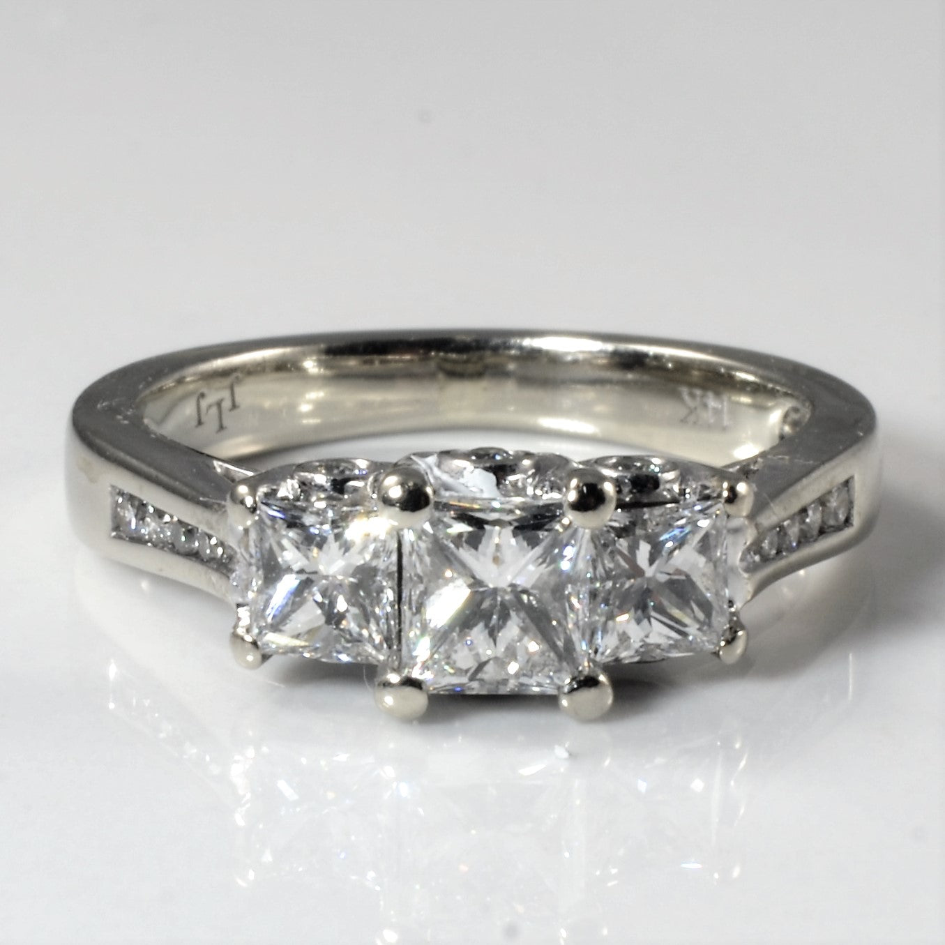 Three Stone Princess Diamond Accent Ring | 1.35ctw | SZ 4.75 |