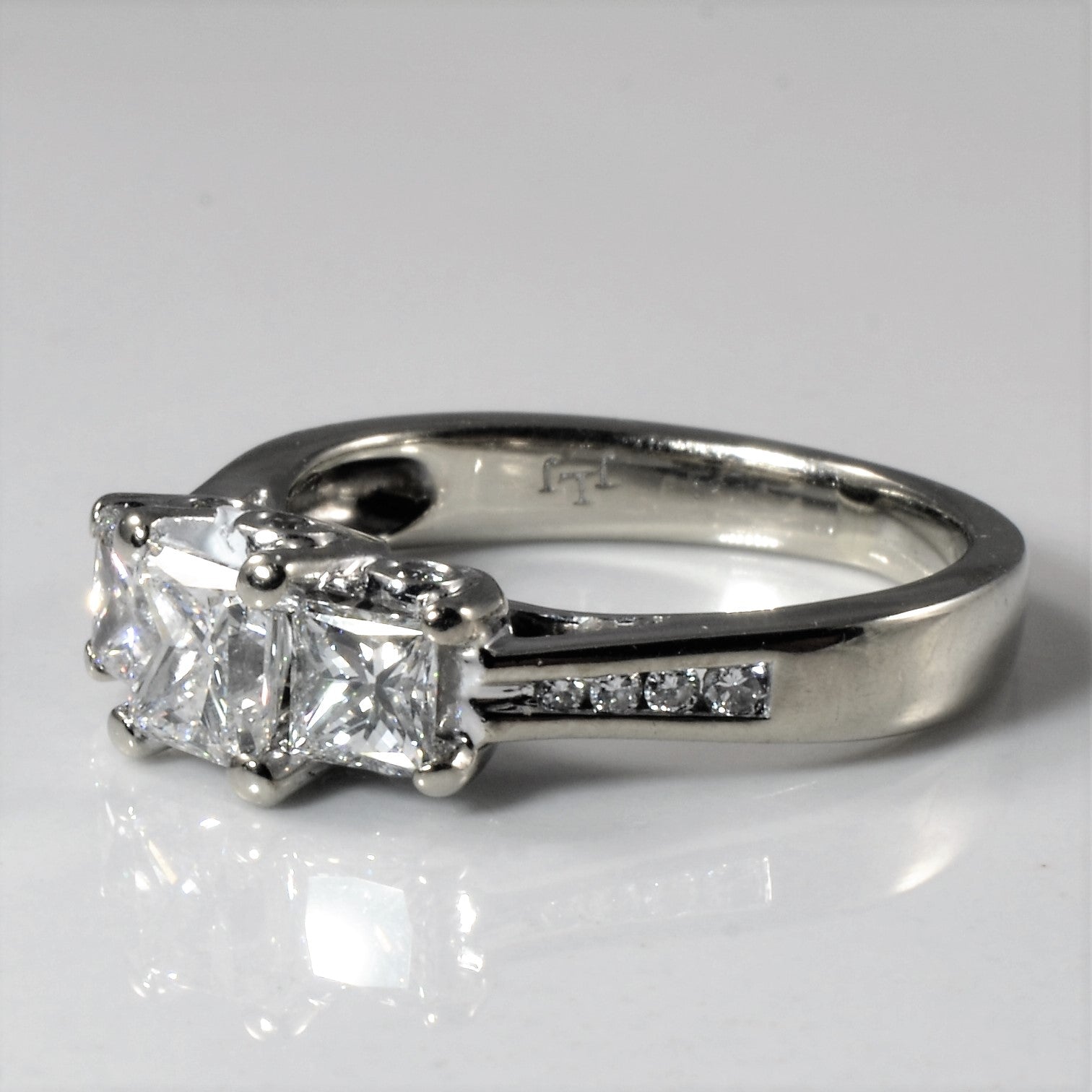 Three Stone Princess Diamond Accent Ring | 1.35ctw | SZ 4.75 |