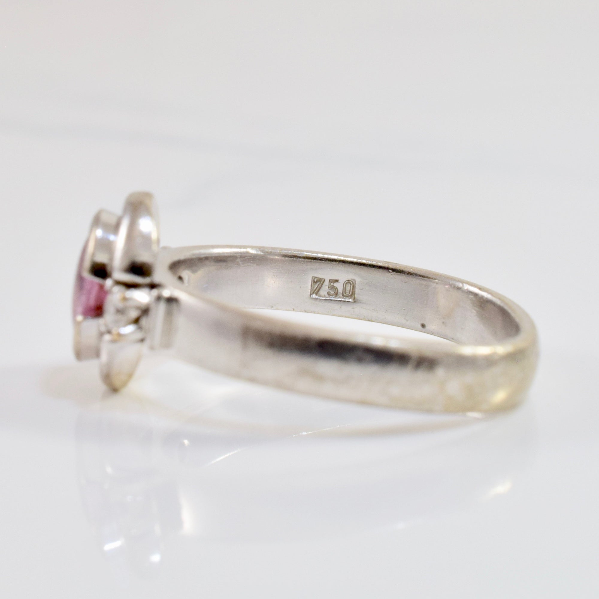 Bezel Set Pink Sapphire & Diamond Ring | 0.10 ctw SZ 5.75 |