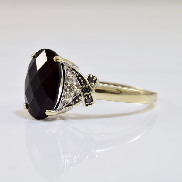 Black Onyx and Diamond Ring | 0.08 ctw SZ 9 |