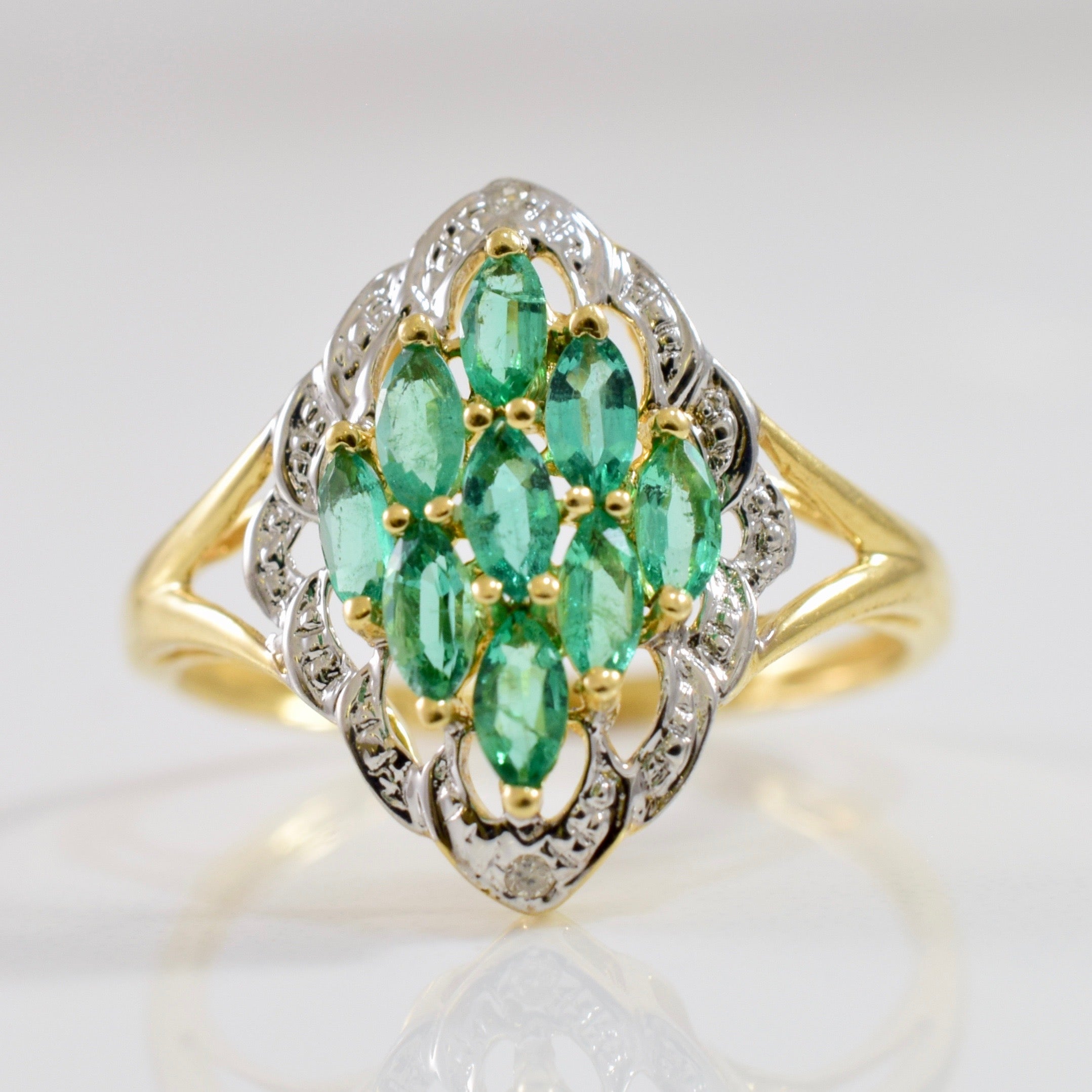 Emerald Cluster Shield Ring | 0.01 ctw SZ 7 |