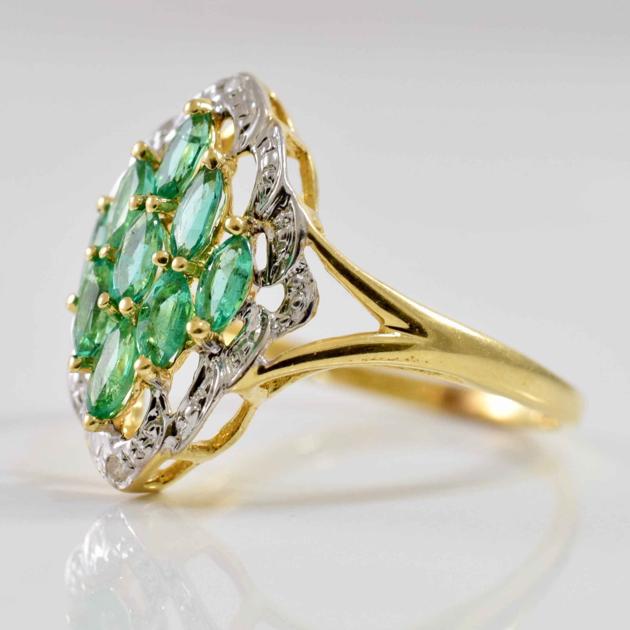 Emerald Cluster Shield Ring | 0.01 ctw SZ 7 |