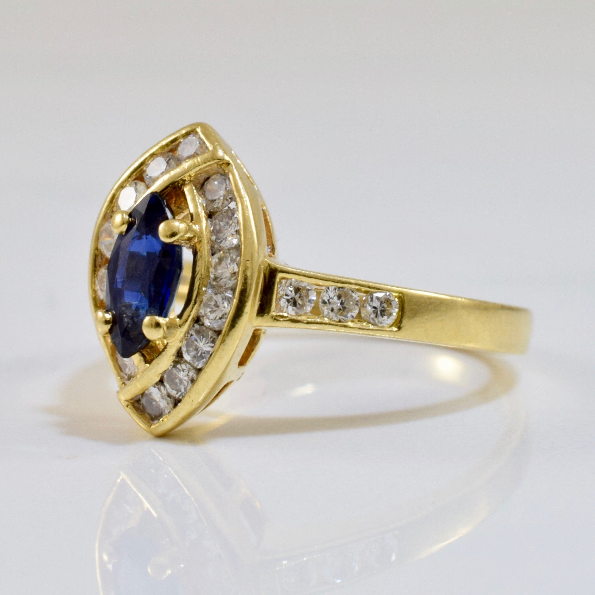 Marquise Sapphire and Diamond Ring | 0.40 ctw SZ 6.5 |