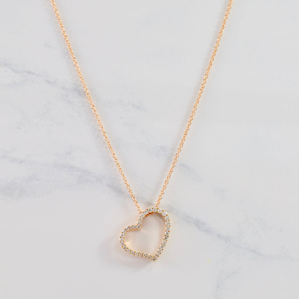 'Birks' Rose Gold Diamond Heart Necklace | 0.22 ctw SZ 18