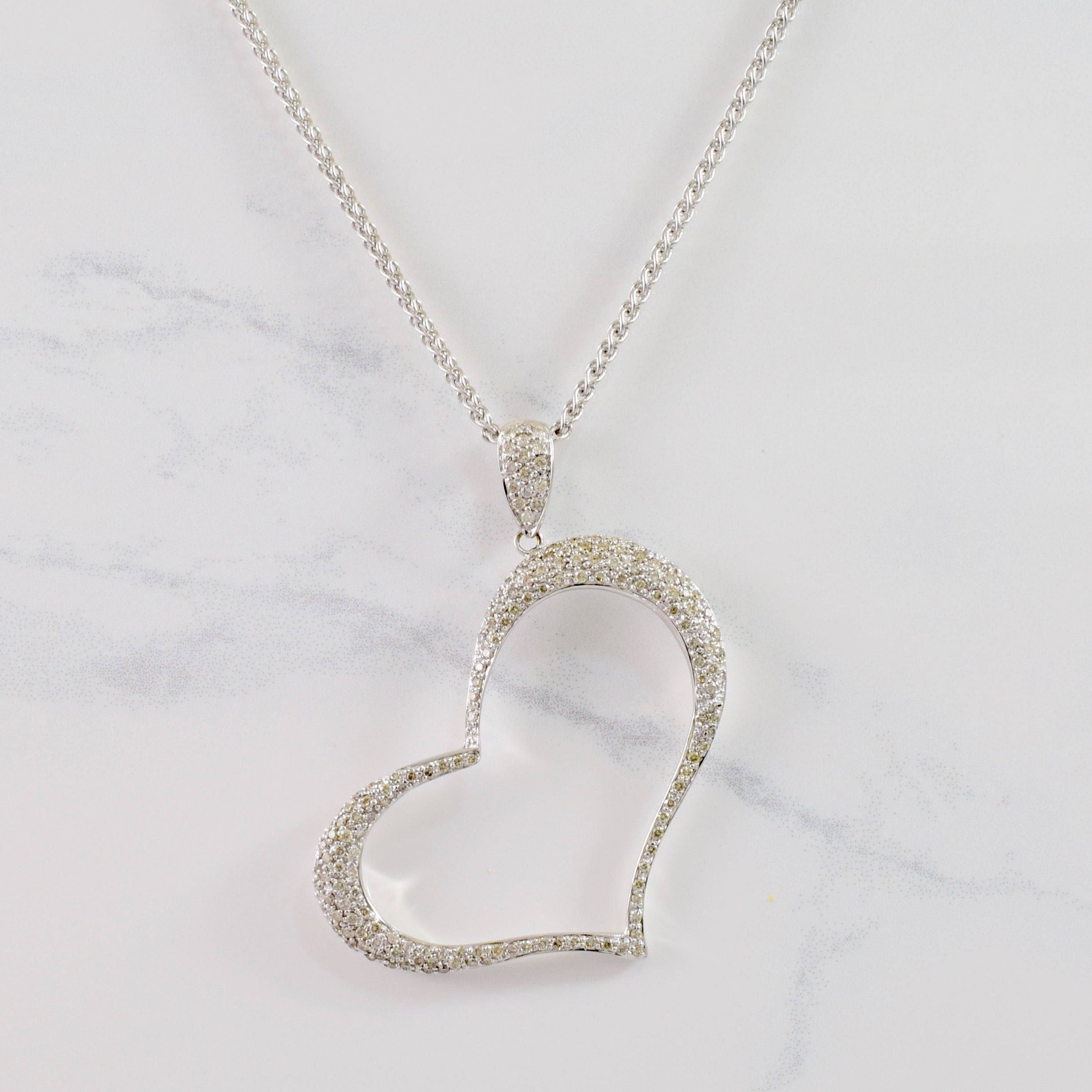 Pave Diamond Heart Necklace | 1.06 ctw SZ 16" |