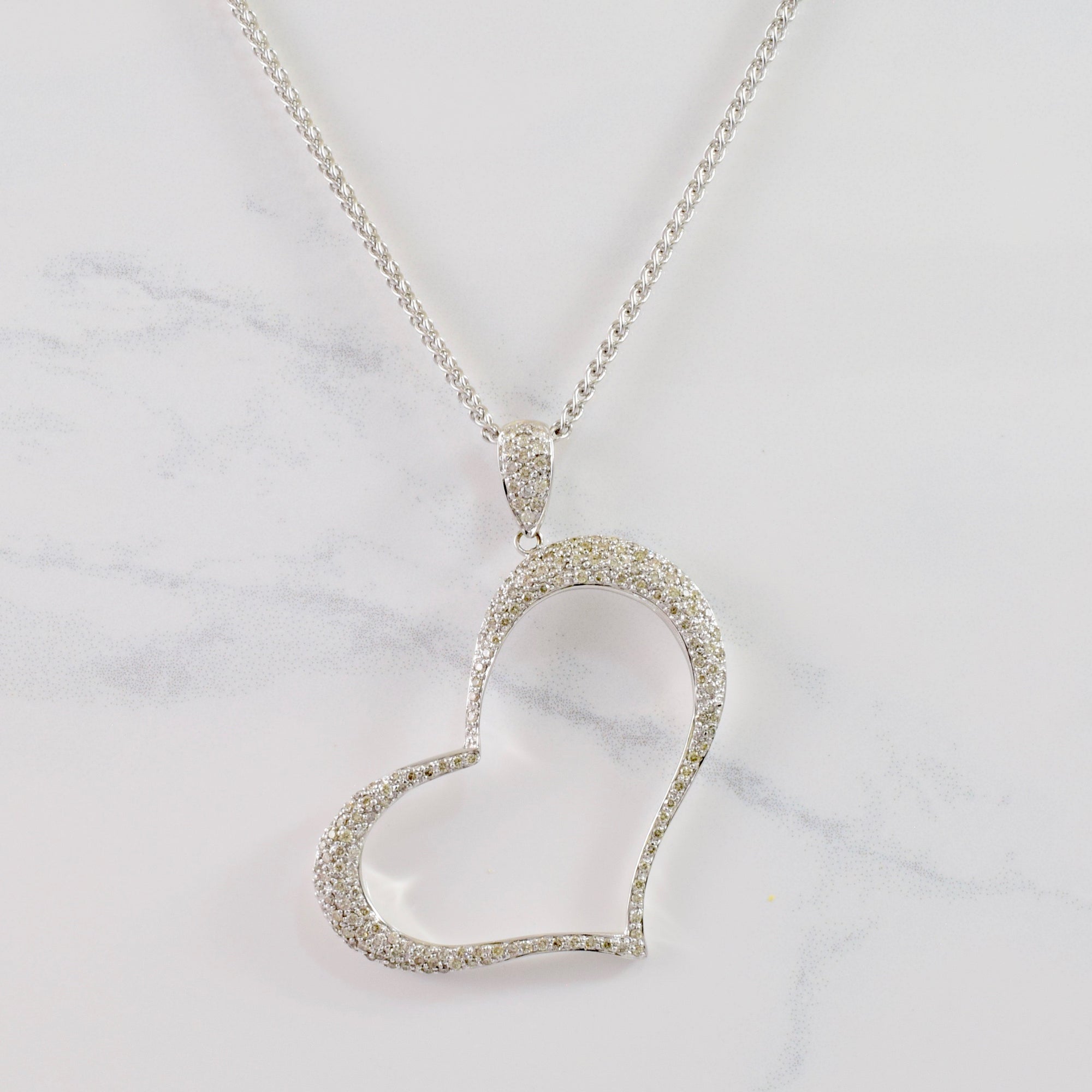 Pave Diamond Heart Necklace | 1.06 ctw SZ 16