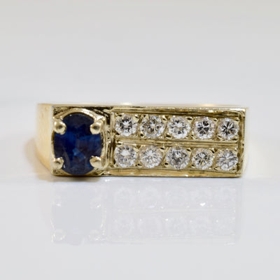 Oval Sapphire & Pave Diamond Ring | 0.21 ctw SZ 5.5 |
