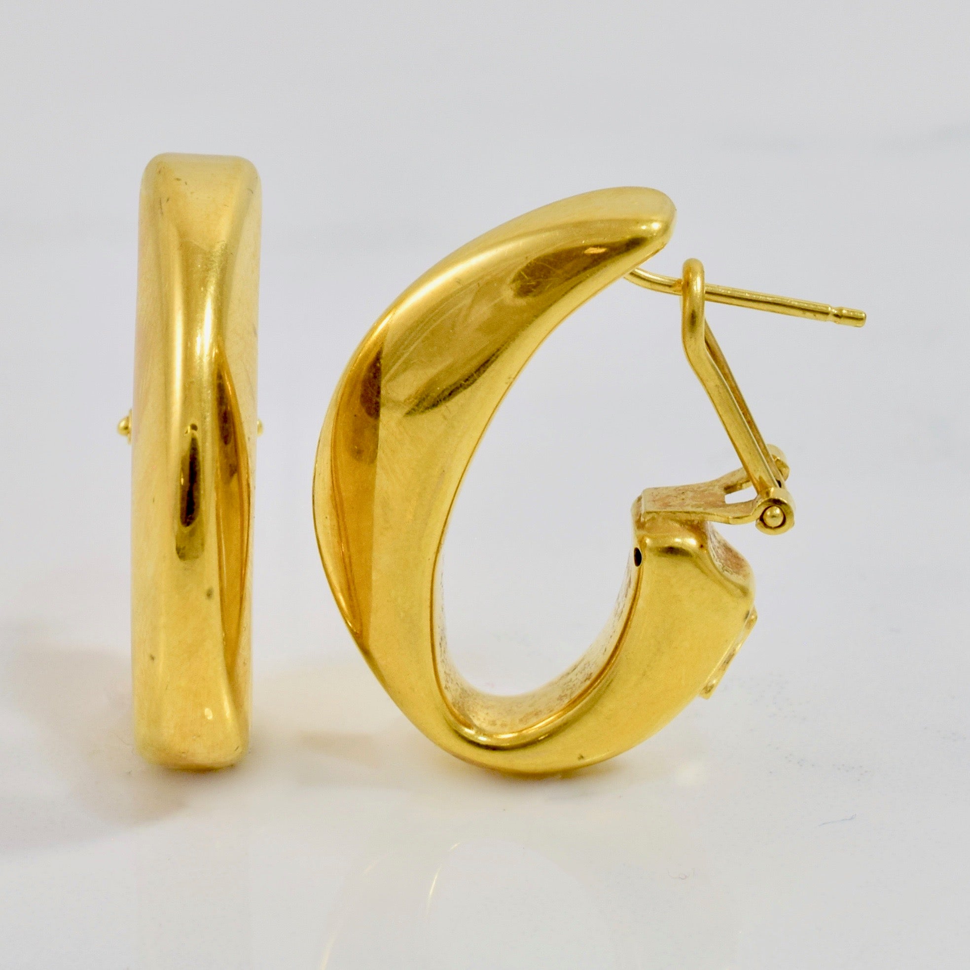 Curved Gold Hoop Clip Back Earrings