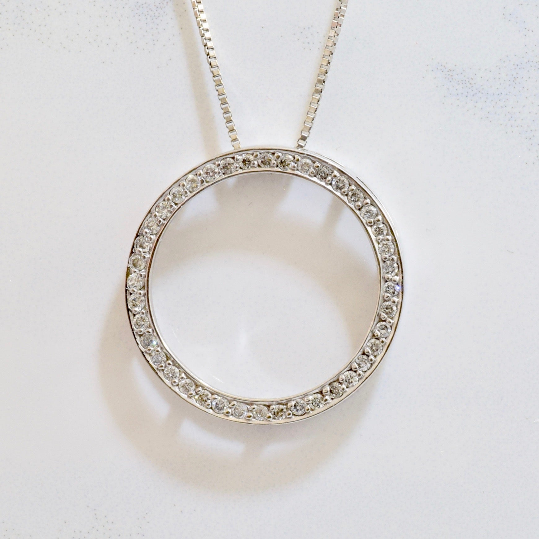 Circular Diamond Drop Pendant and Necklace | 0.33 ctw SZ 18