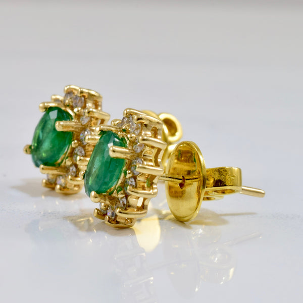 Emerald and Diamond Cluster Earrings | 0.50 ctw |