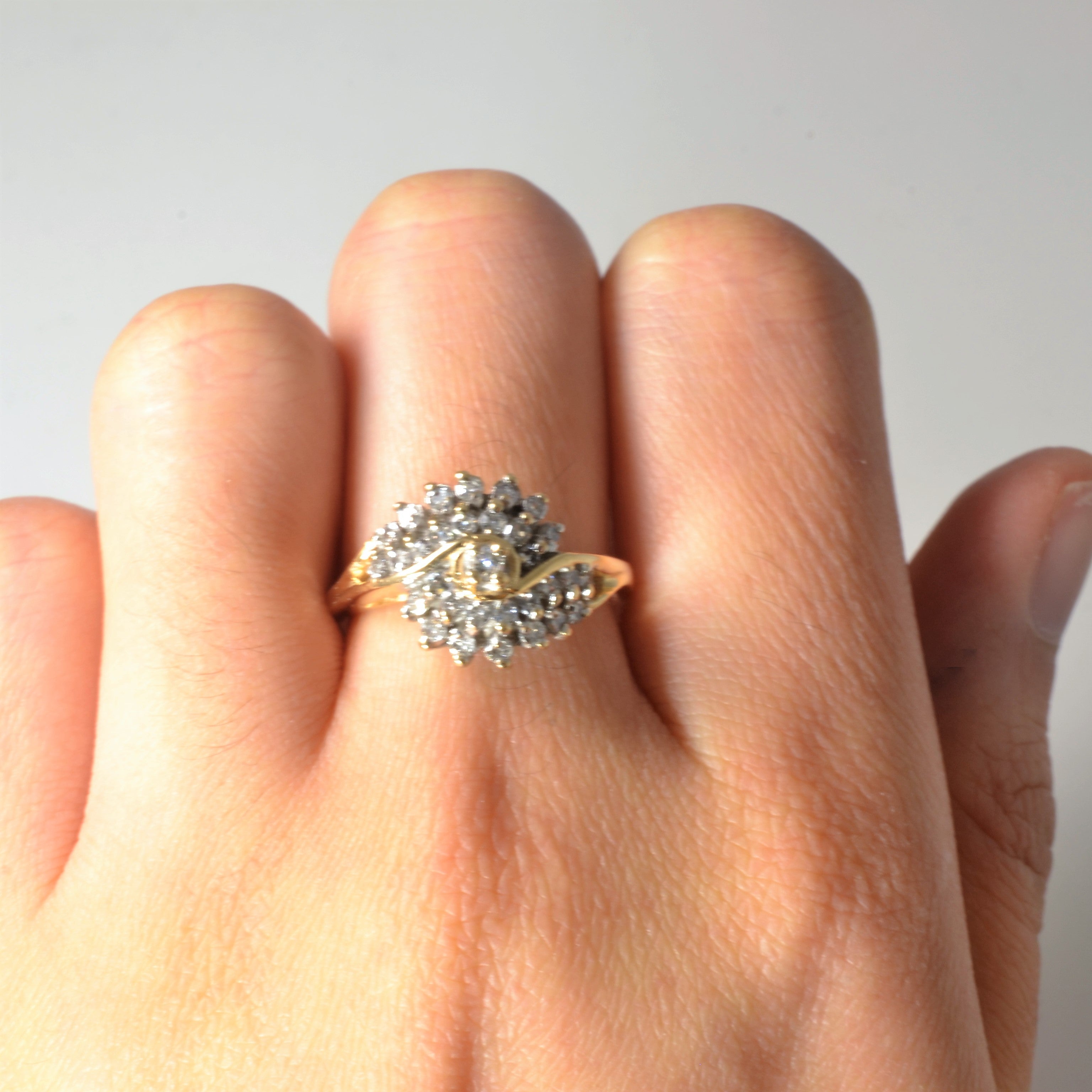 Diamond Cluster Bypass Ring | 0.40ctw | SZ 6.75 |