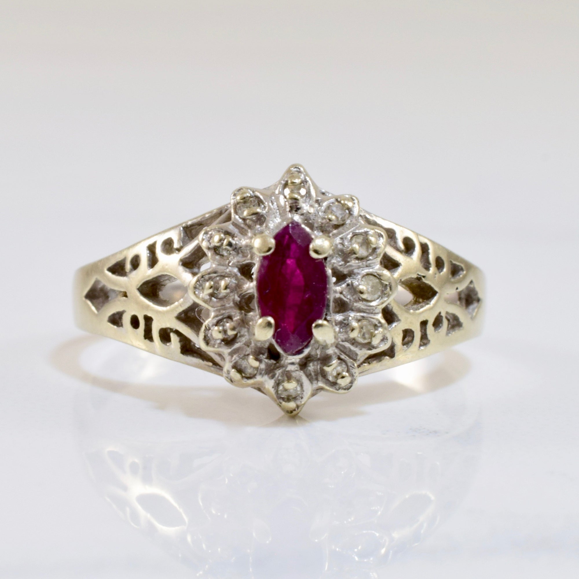 Ruby and Diamond Cluster Ring | 0.04 ctw SZ 7 |