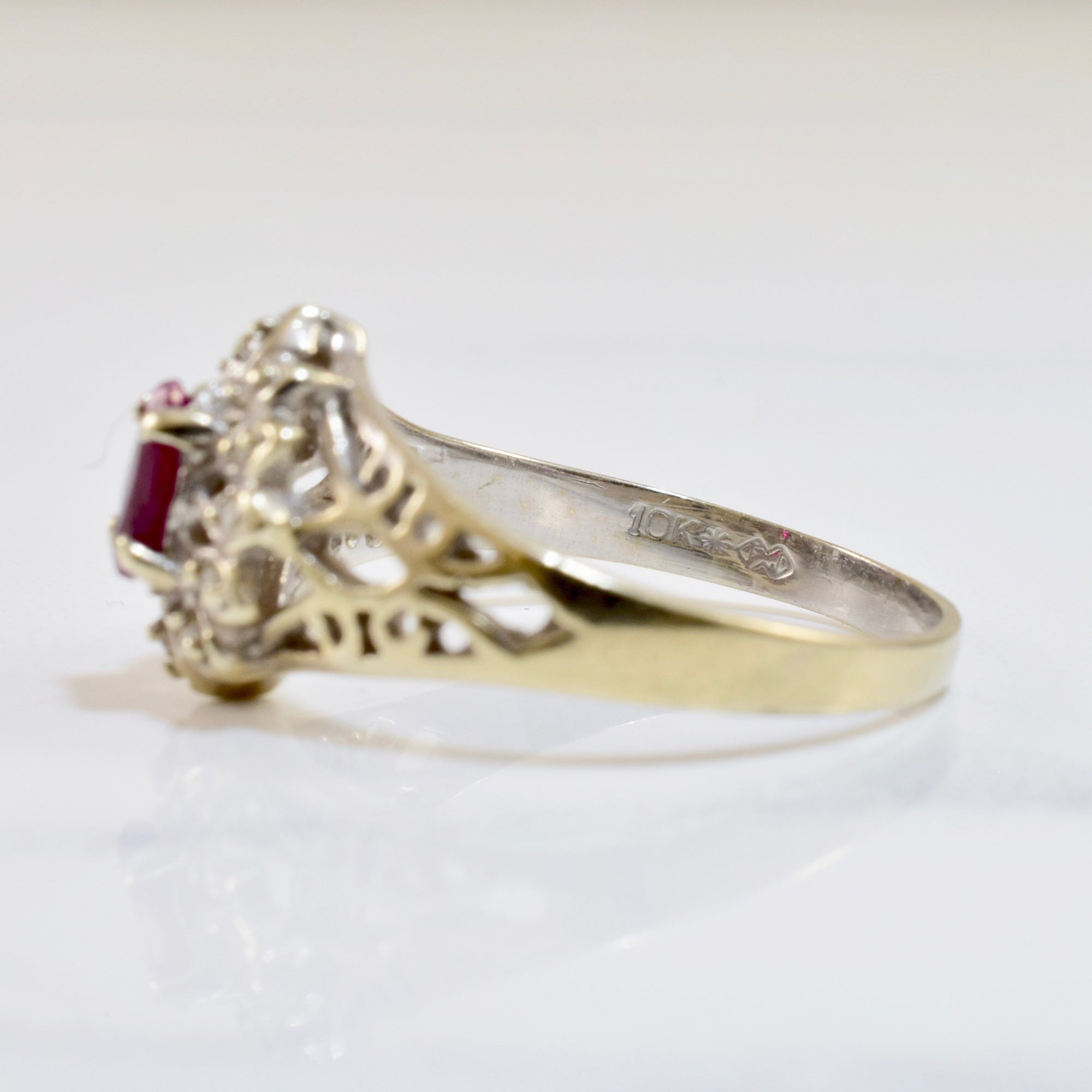 Ruby and Diamond Cluster Ring | 0.04 ctw SZ 7 |