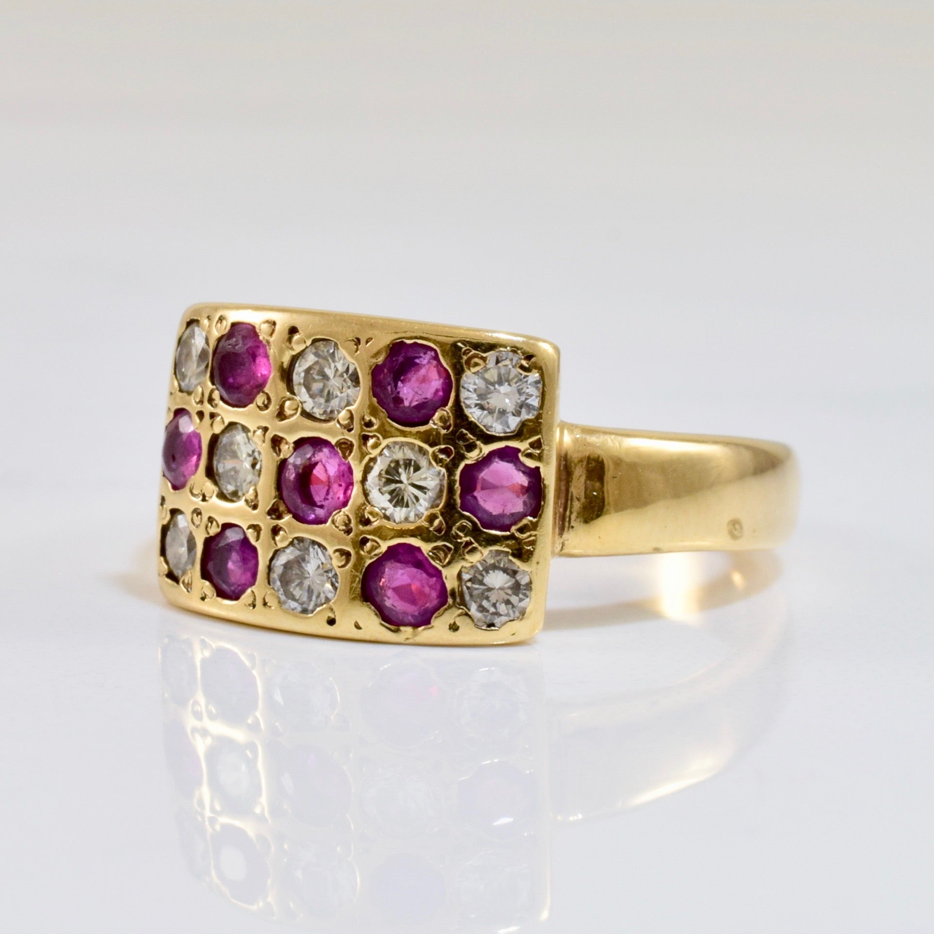 Diamond & Ruby Checkerboard Ring | 0.40 ctw SZ 6.25 |