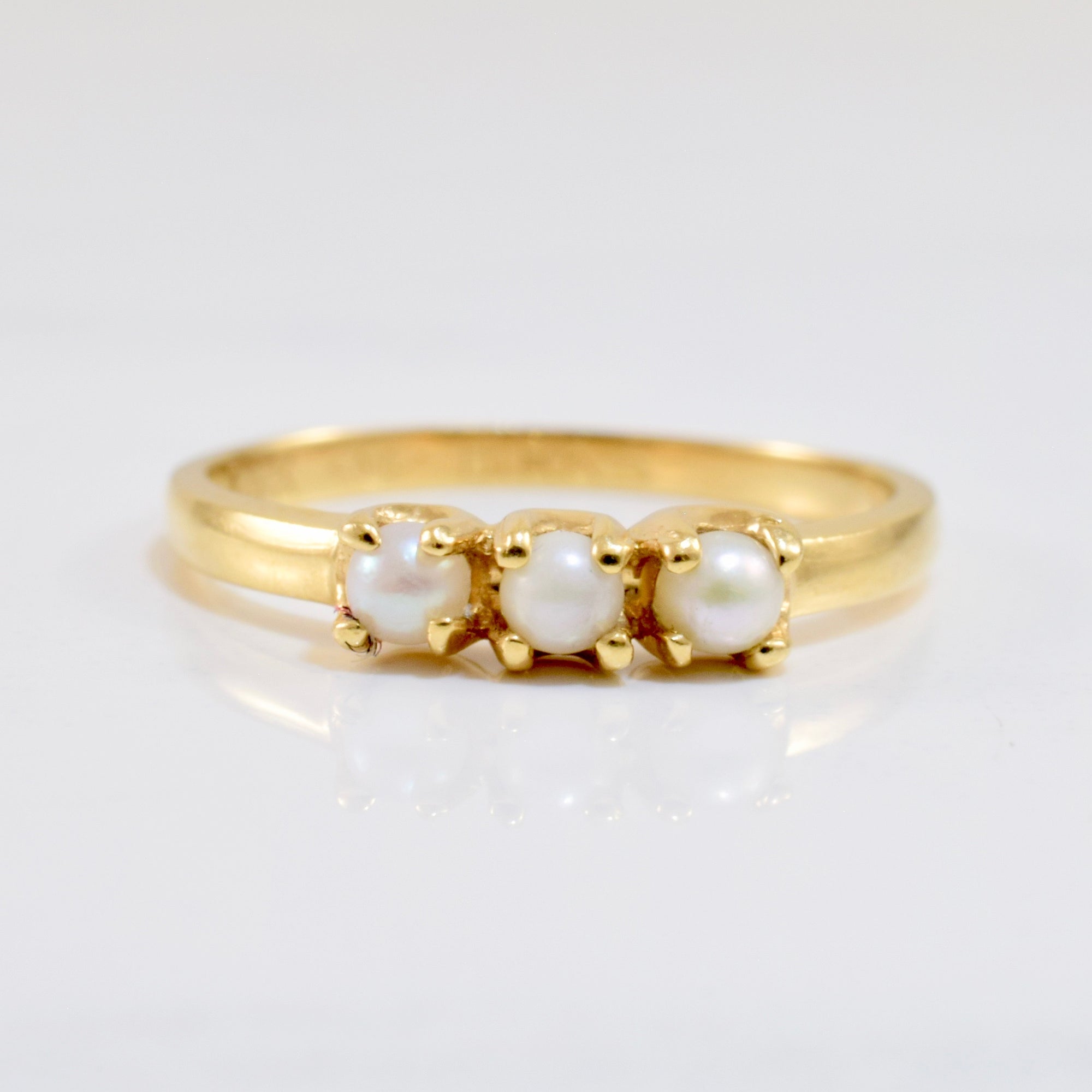 Three Stone Pearl Ring | SZ 3.75 |