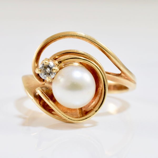Bypass Pearl and Diamond Ring | 0.06 ctw SZ 6.5 |