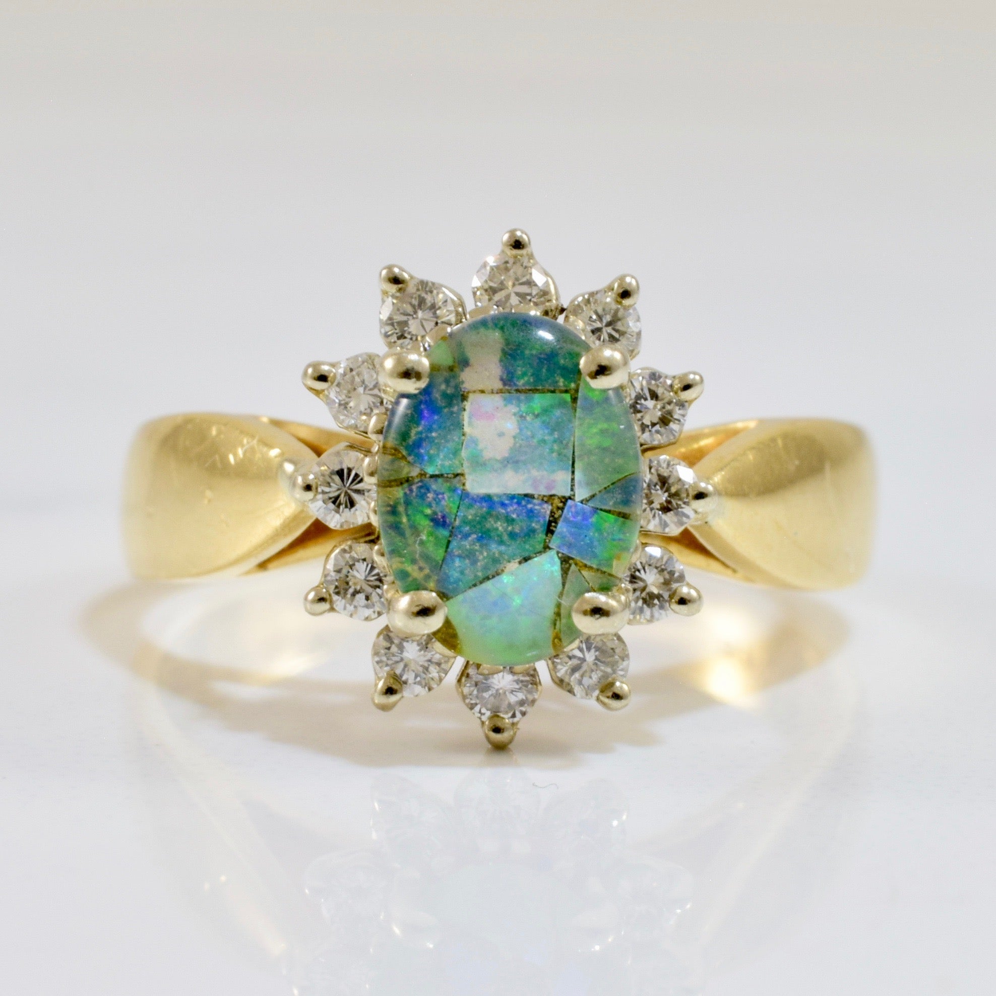 Composite Opal and Diamond Ring | 0.25 ctw SZ 7 |
