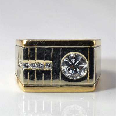 Textured Flush Set Diamond Bar Ring | 1.21ctw | SZ 7 |