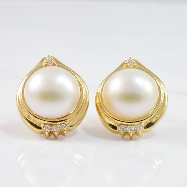 Large Drop Mabe Pearl Earrings | 0.12 ctw |