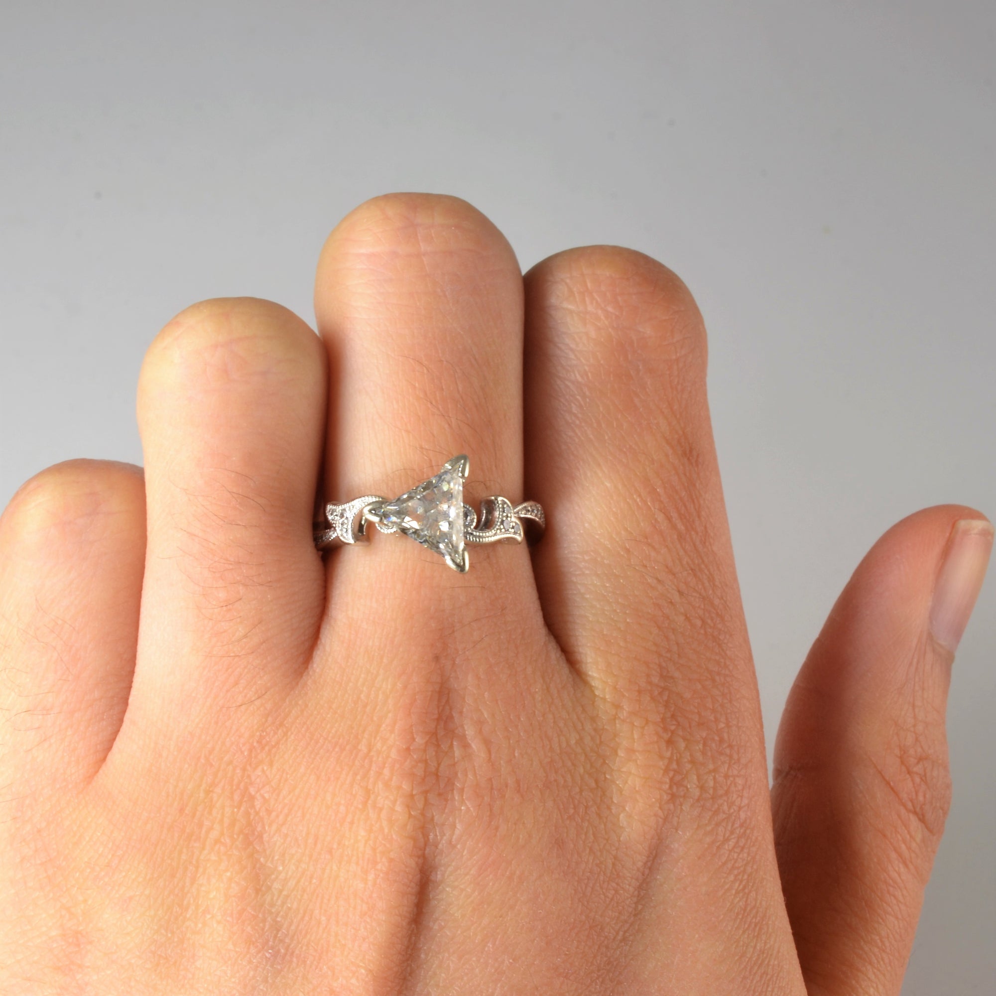 'Venetti' Triangle Cut Milgrain Engagement Ring | 0.75ctw | SZ 6.5 |