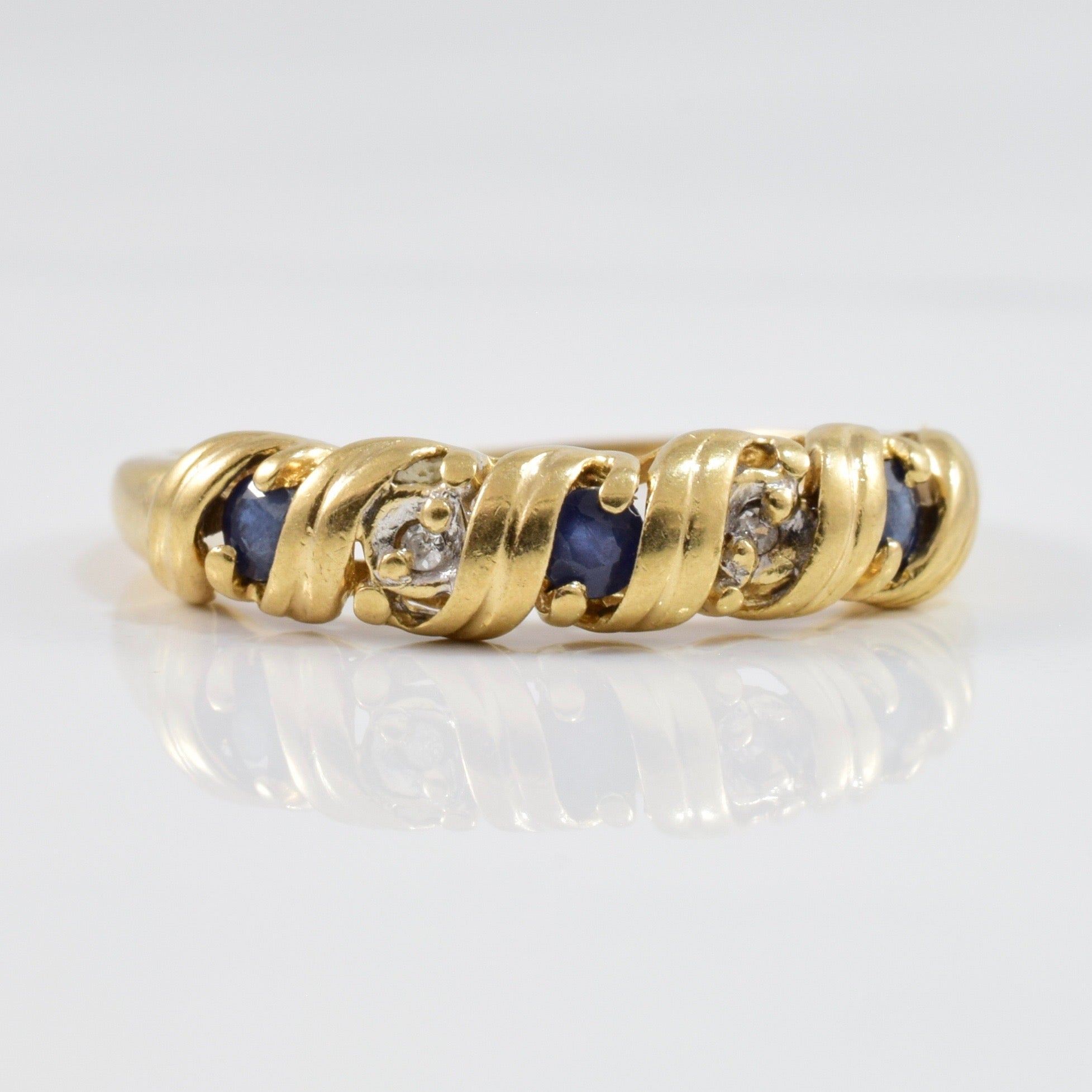 Wrapped Diamond and Sapphire Band | 0.01 ctw SZ 6 |