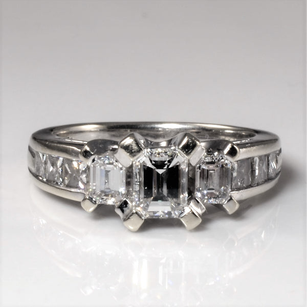 Three Stone Emerald Cut Diamond Engagement Ring | 2.02ctw | SZ 7 |