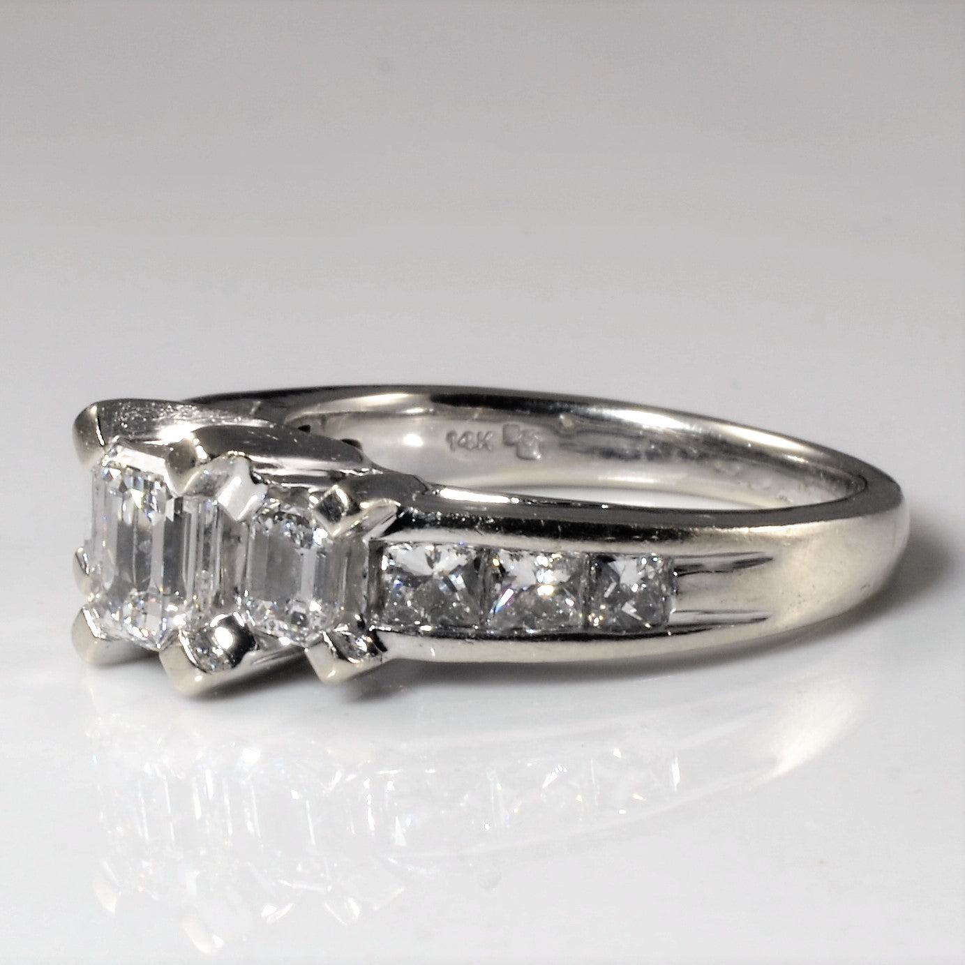 Three Stone Emerald Cut Diamond Engagement Ring | 2.02ctw | SZ 7 |