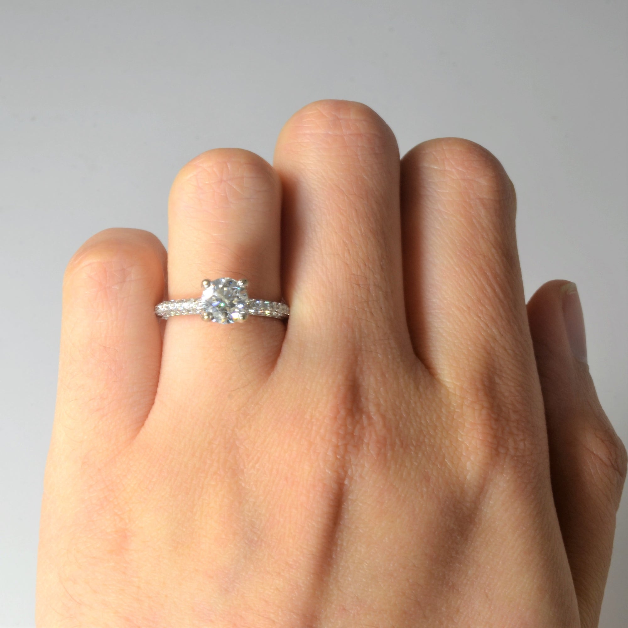 Pave Diamond Gallery Engagement Ring | 1.54ctw | SZ 4.5 |