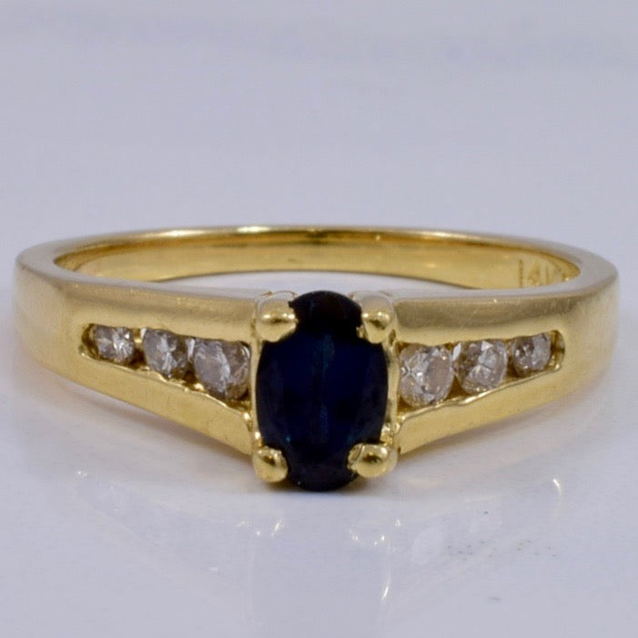 Sapphire Ring with Channel Set Accent Diamonds | 0.18 ct SZ 6 |