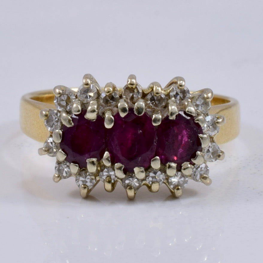 Ruby and Diamond Cluster Ring | 0.25 ctw SZ 5.25 |